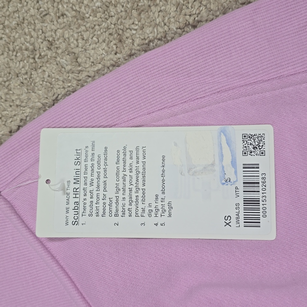NWT Lululemon Scuba High Rise Fleece Mini Skirt Vitapink XS - Picture 5 of 5